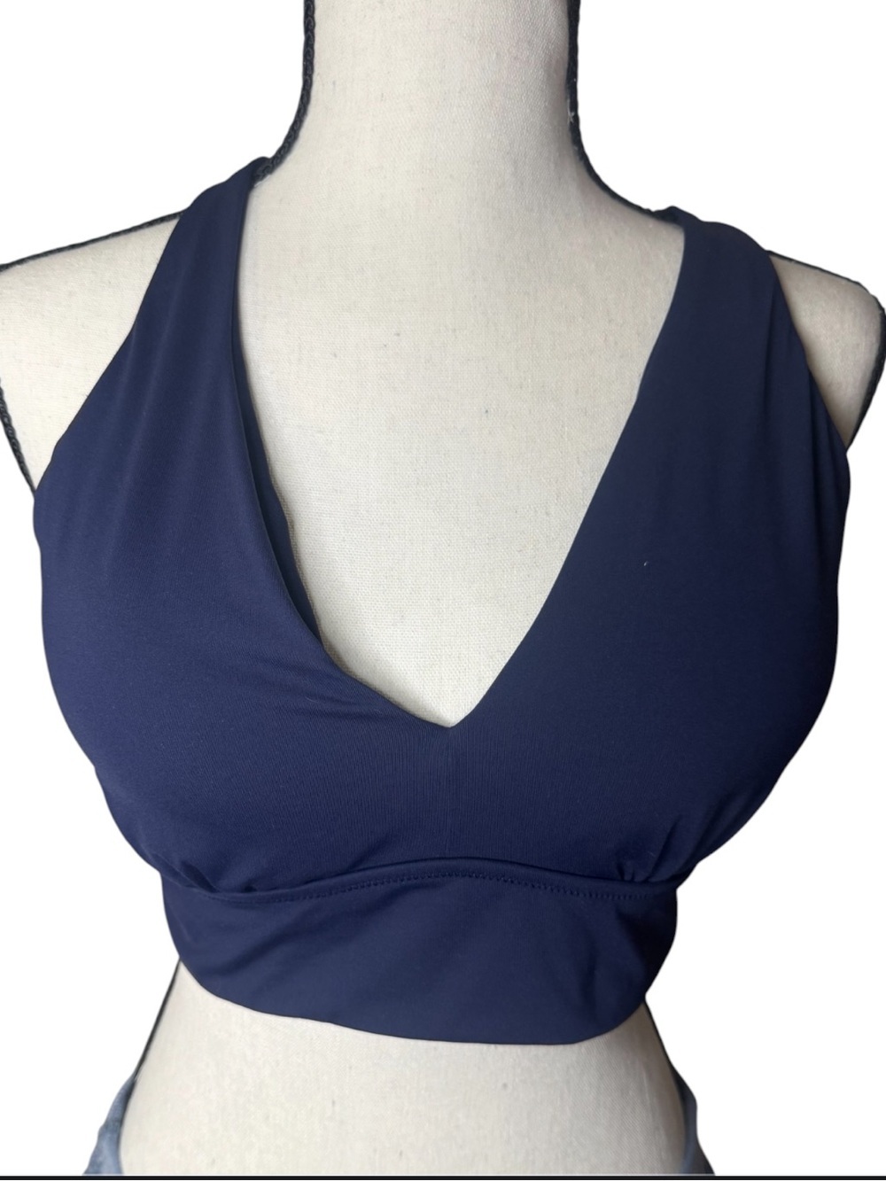 Athleta Large Navy Plunge Bikini Top | Halter Swim Top | Athletic Swimwear - Picture 2 of 7